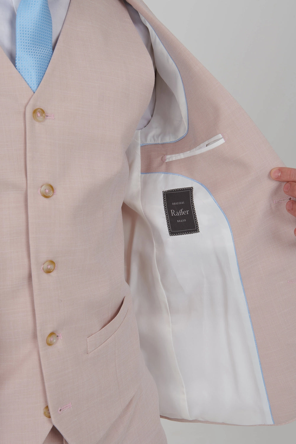 Men’s Slim Fit Pink Three-Piece Suit with Adjustable Trousers